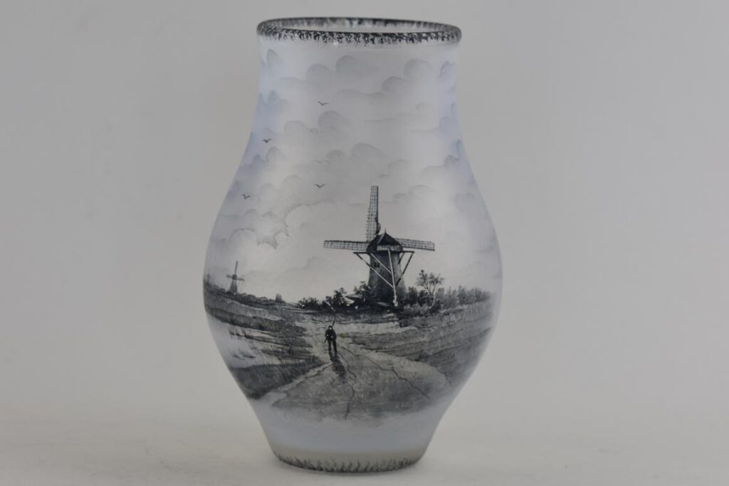 Daum large dutch landscape vase