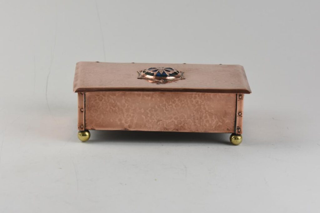 Copper arts and Crafts butterfly cambray ware box by best and lloyd
