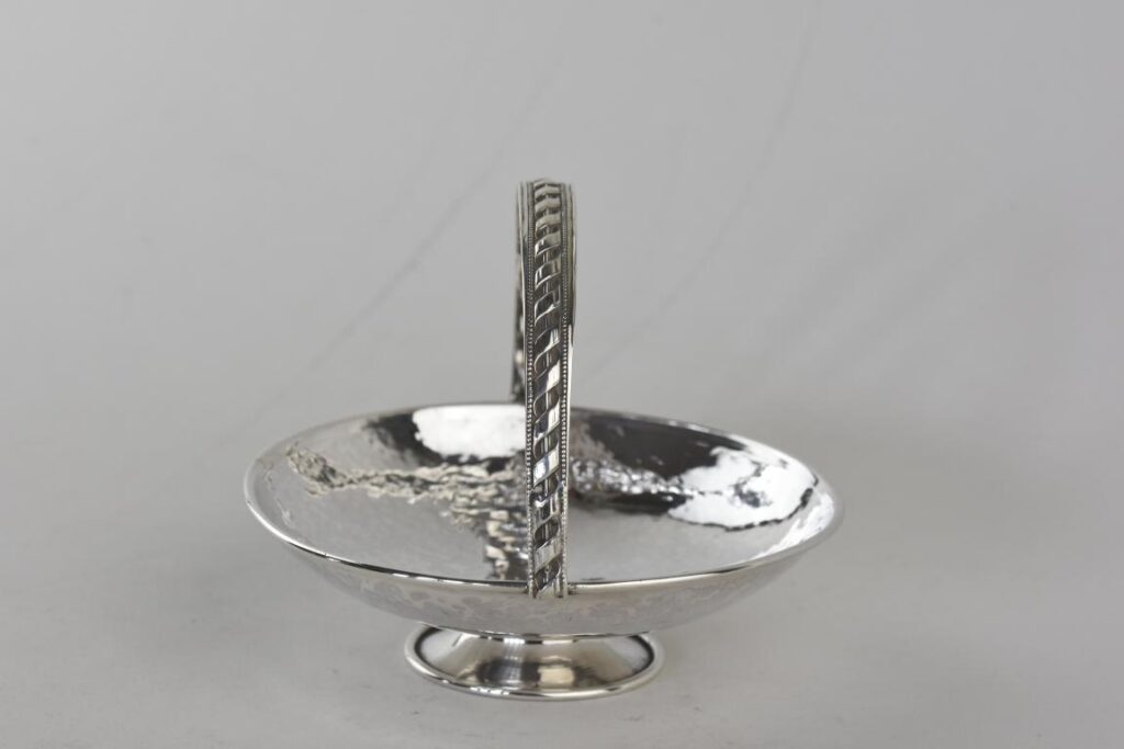 English hallmarked silver basket by Geo Connell of Cheapside