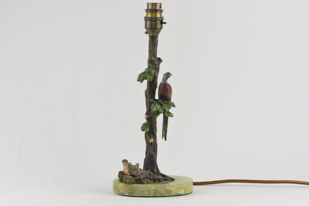 Austrian cold painted bronze lamp with pheasants