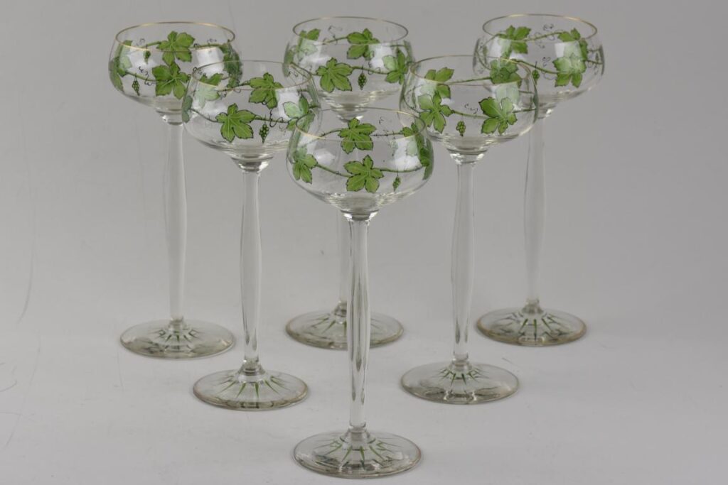 Antique bavarian enamelled hock glasses